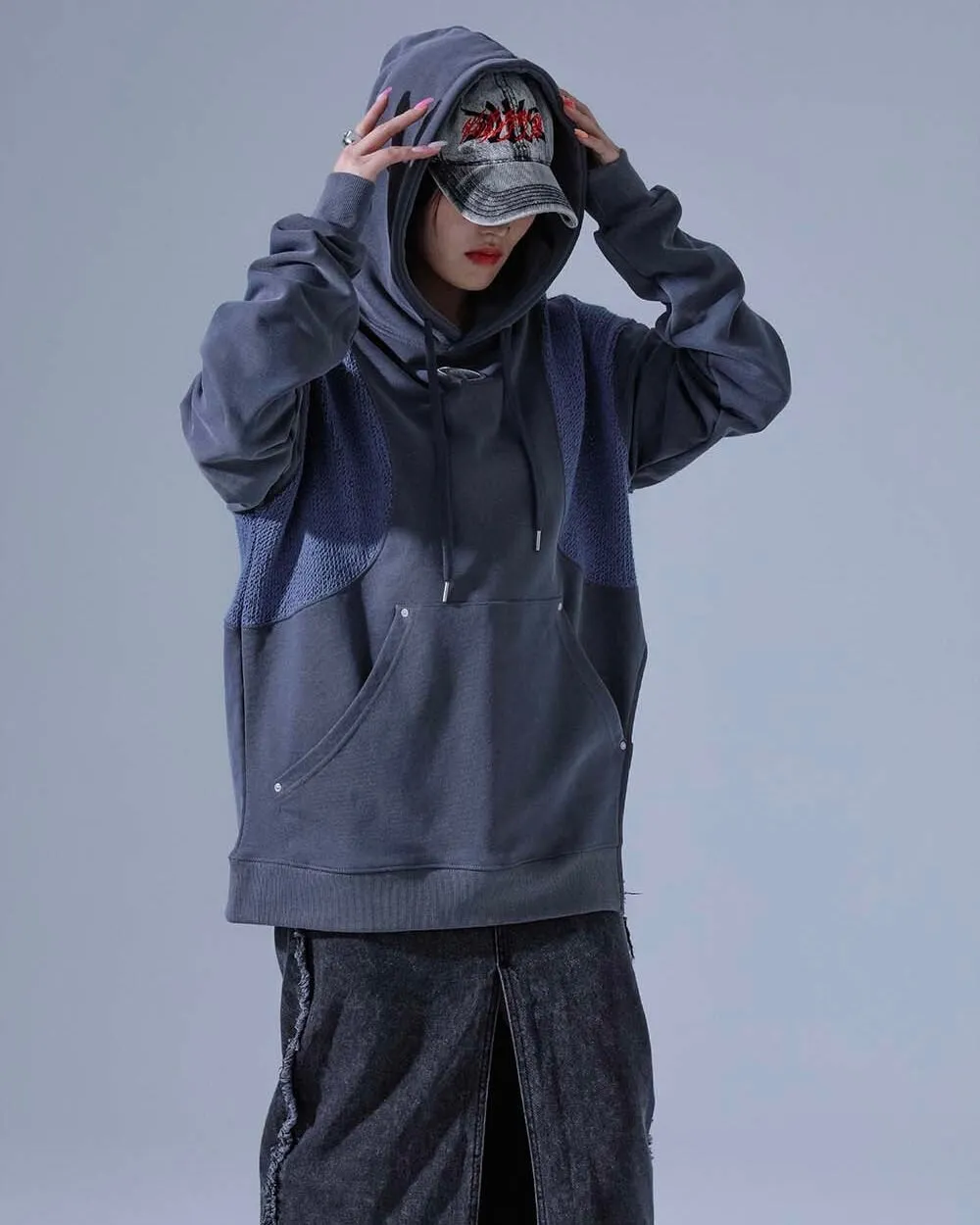 DILETTANTISME Knit Block Hoodie Charcoal