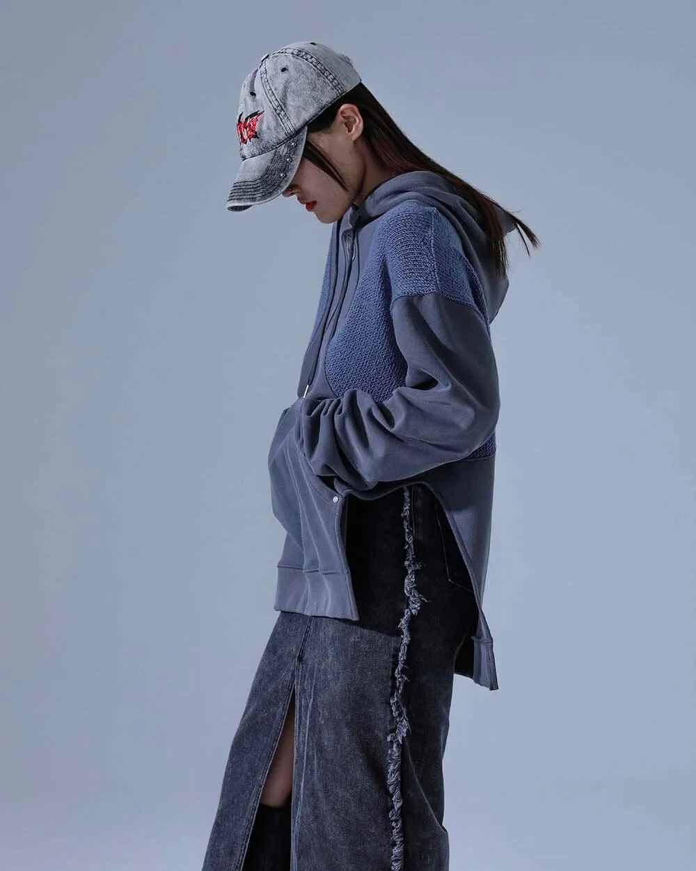 DILETTANTISME Knit Block Hoodie Charcoal