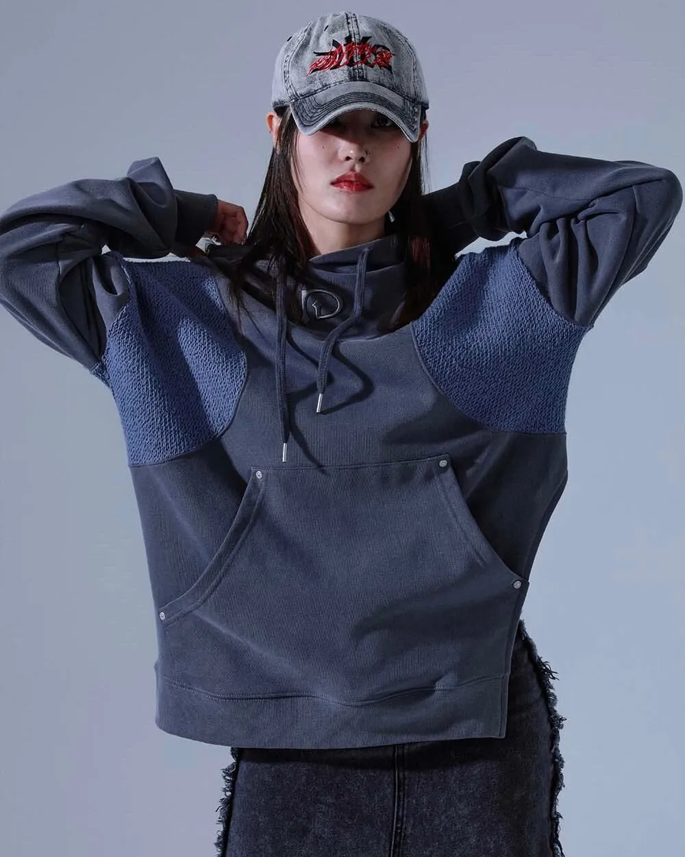 DILETTANTISME Knit Block Hoodie Charcoal