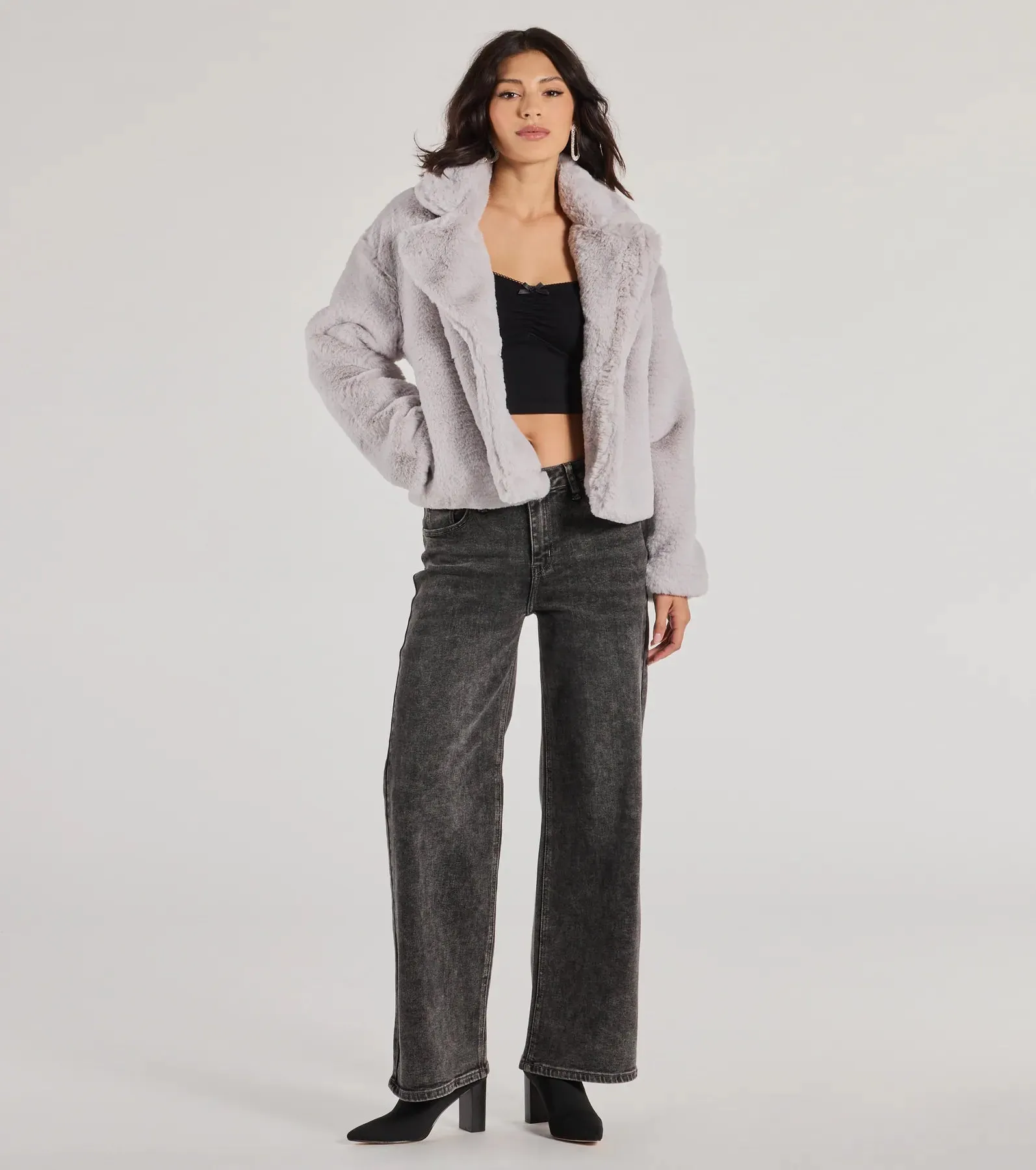 Diva Chic Cropped Faux Fur Jacket