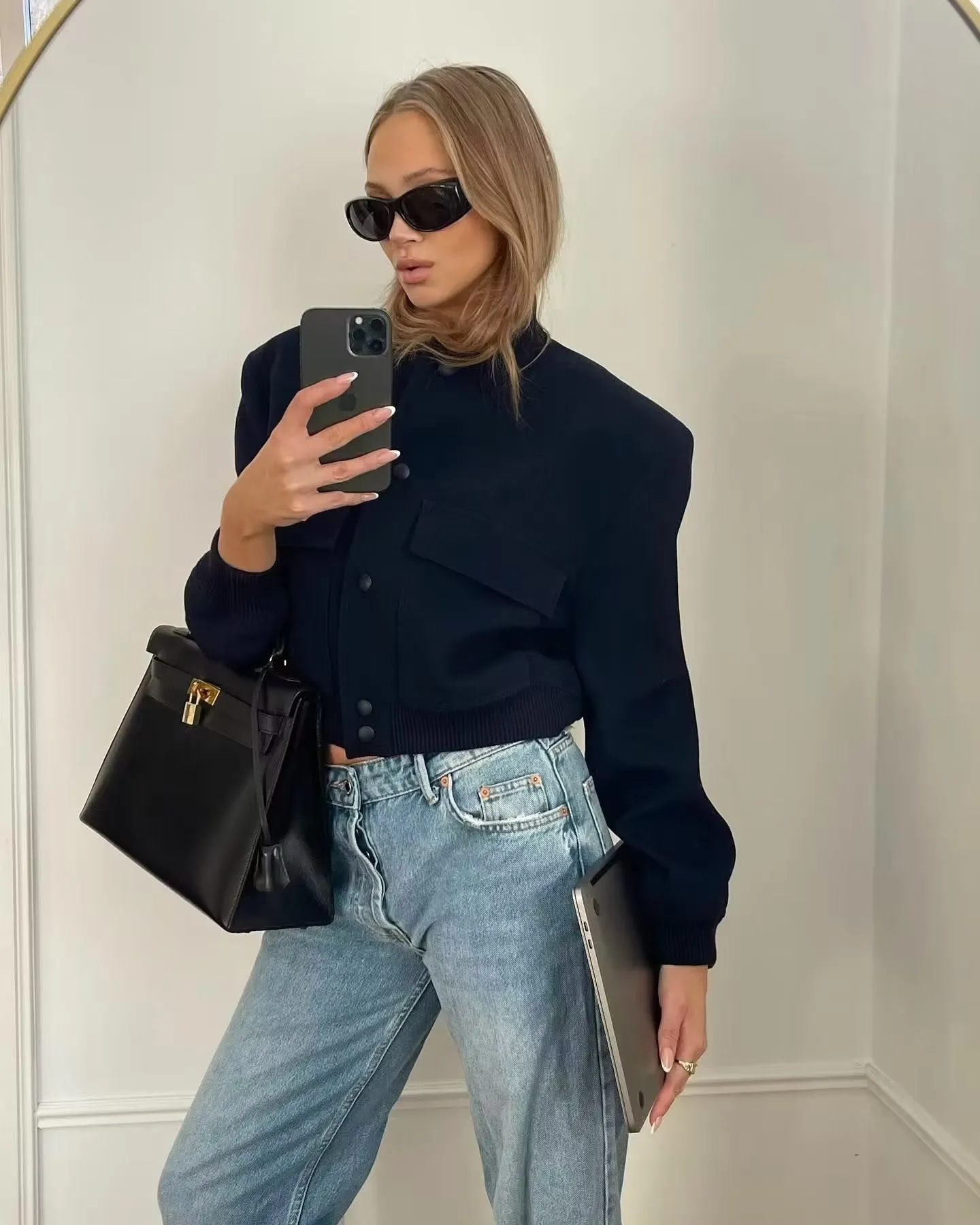 Elena – Modern Elegance Cropped Jacket for Women