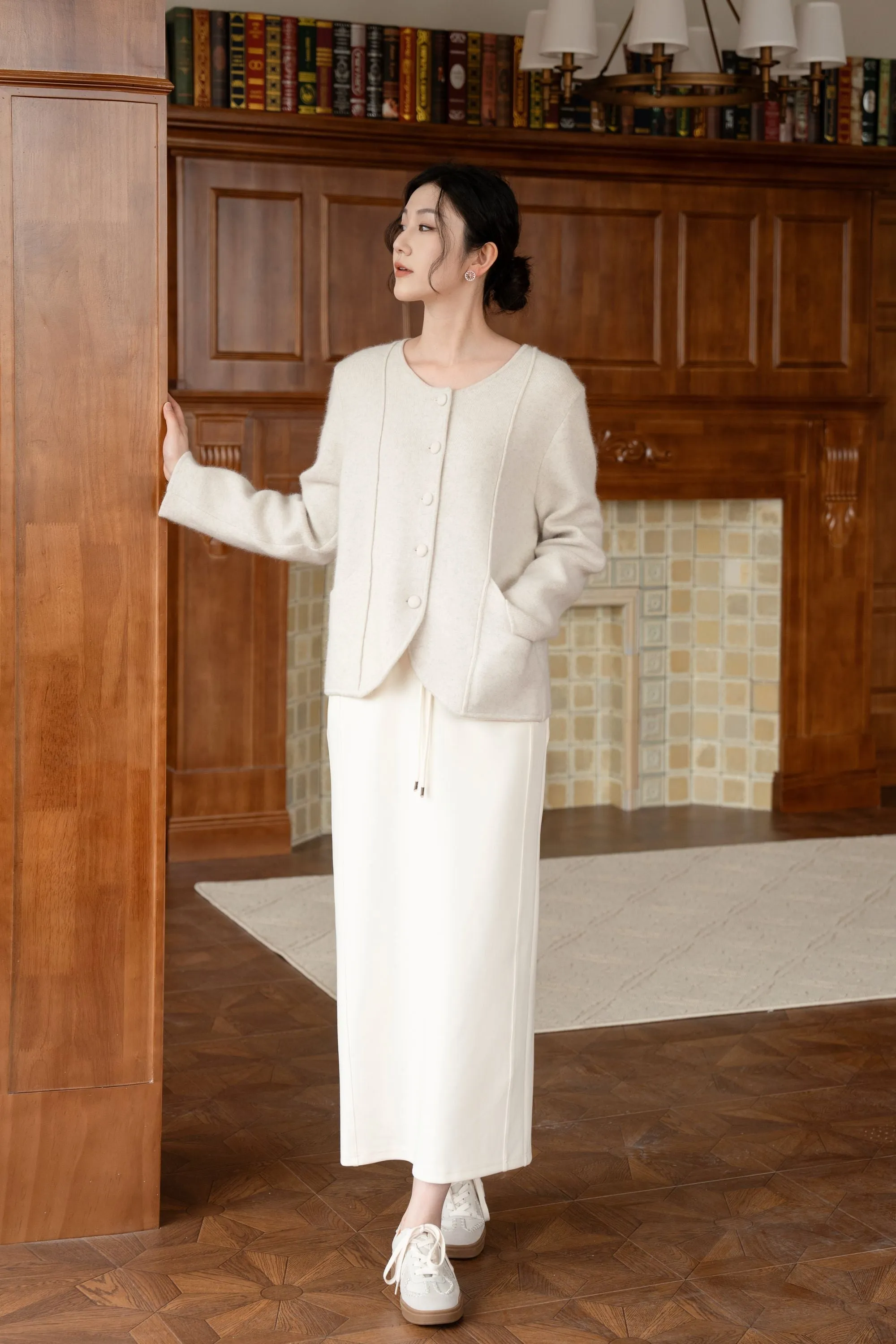 Eloise Wool And Raccoon Yarn Cardigan - Beige