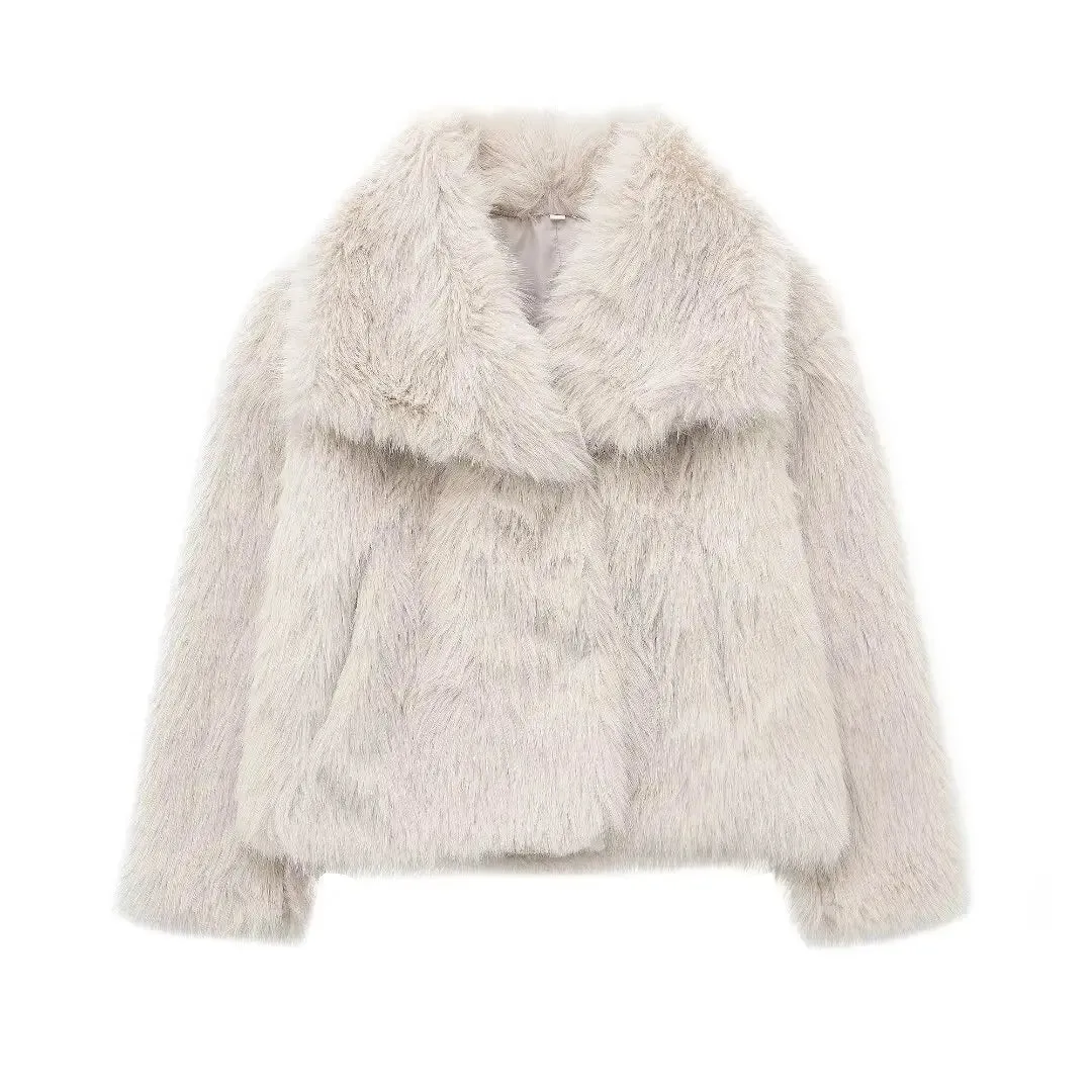 FauxChic Cropped Faux Fur Jacket