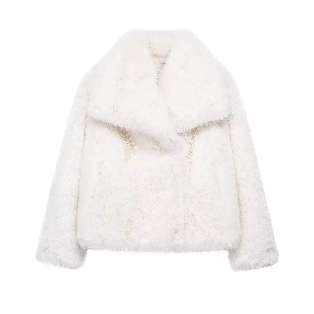 FauxChic Cropped Faux Fur Jacket