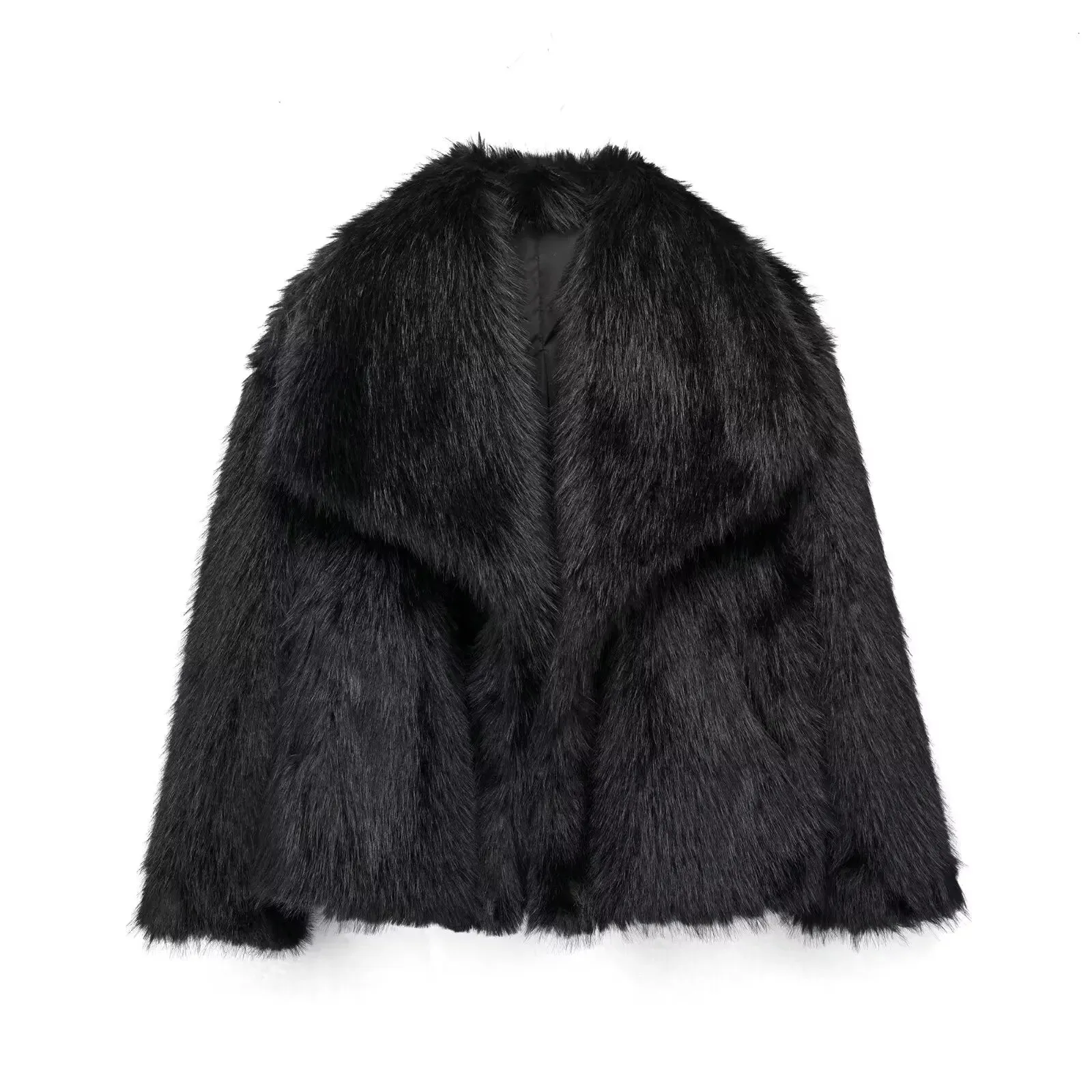 FauxChic Cropped Faux Fur Jacket