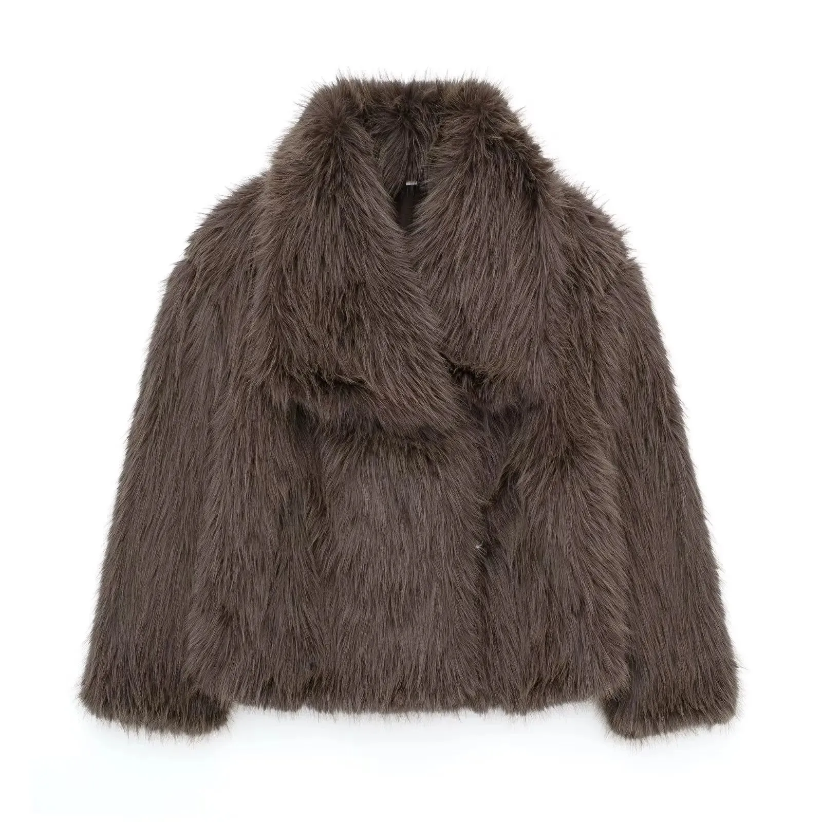 FauxChic Cropped Faux Fur Jacket