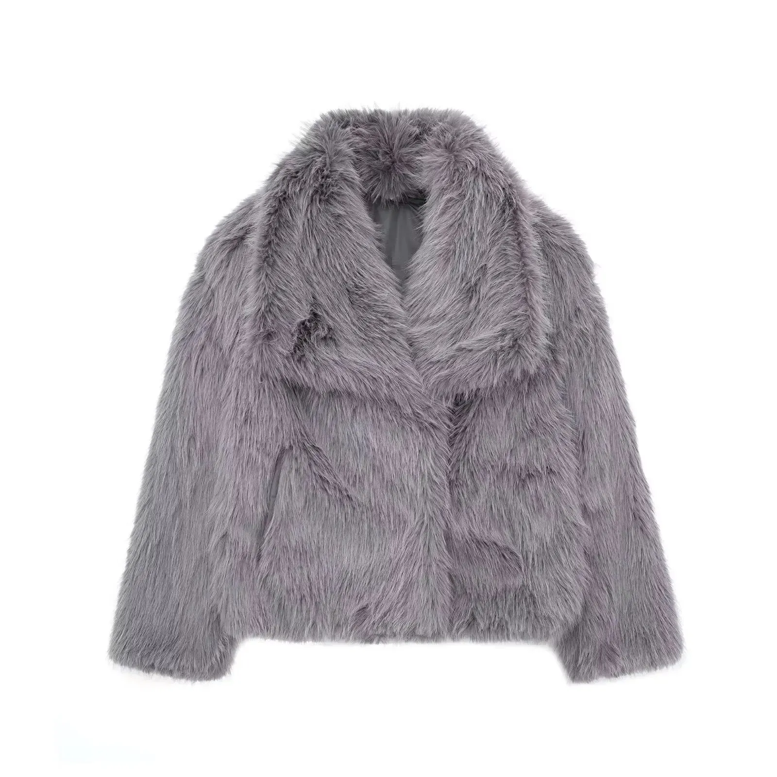FauxChic Cropped Faux Fur Jacket