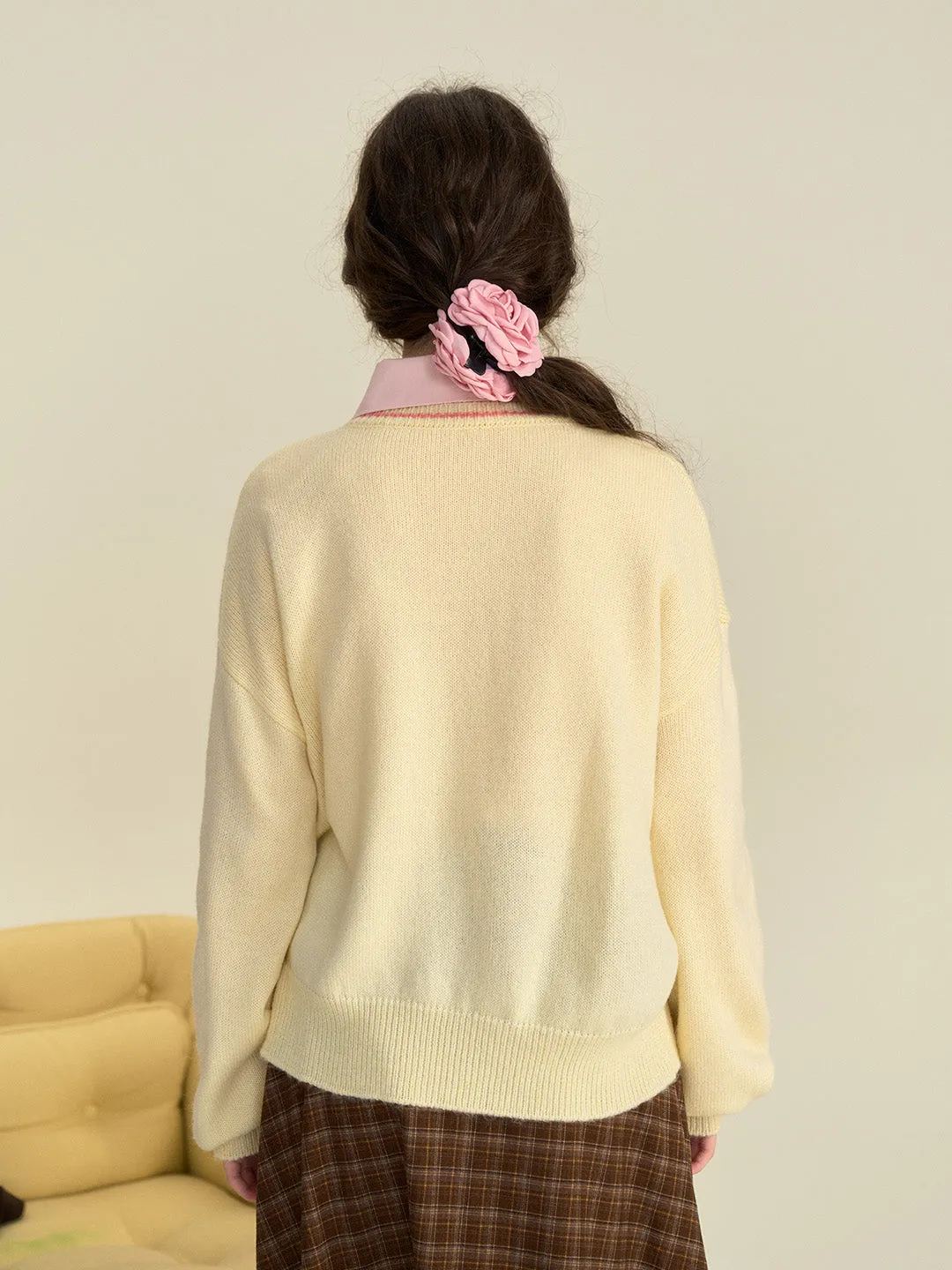 【Final Sale】Ayra Round Neck Flower Pattern Elegant Long Sleeve Pullover Jumper