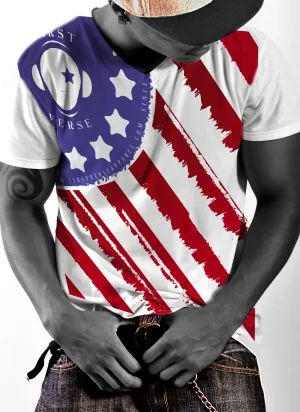 FirstVerse american flag color V-neck T-Shirt