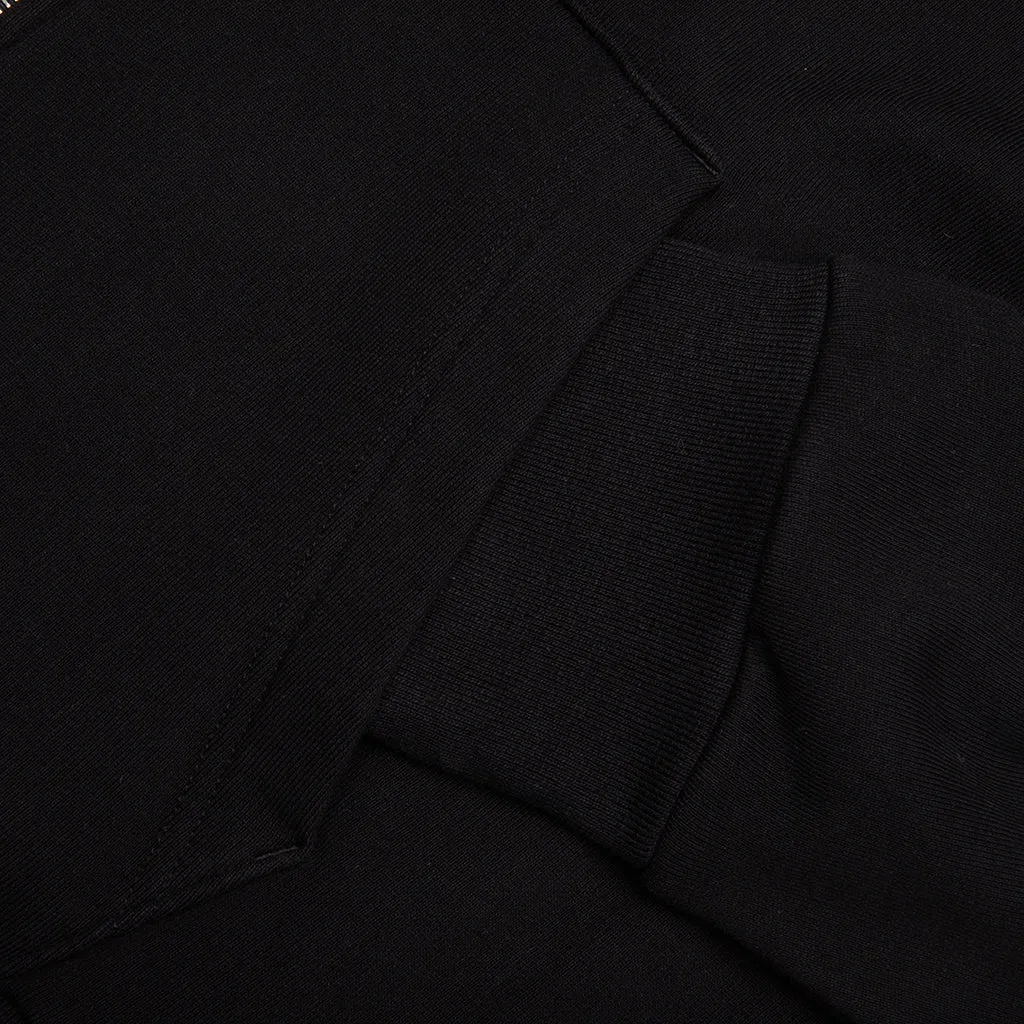 Fleece Zipped Hoodie with Hubert Objects Print- Black