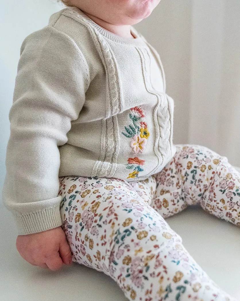 Floral Jersey Stretch Baby Legging Pants (Organic Cotton)