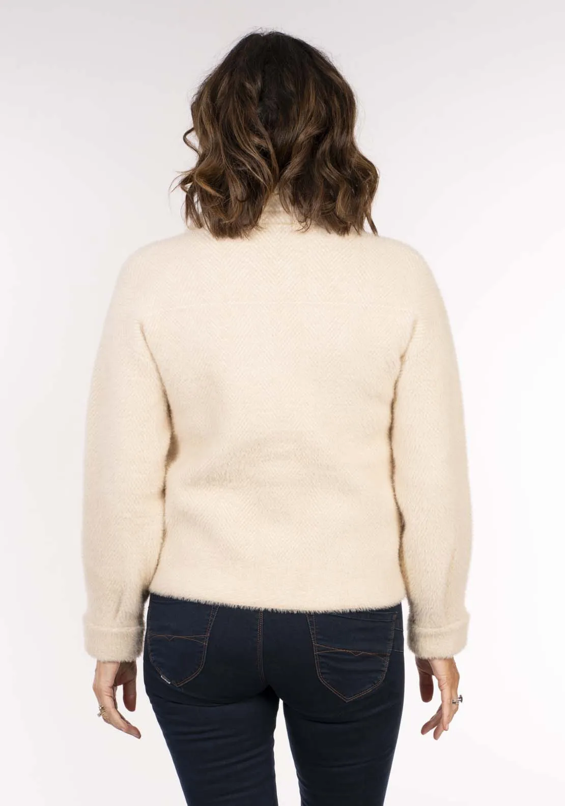 Fluffy Yarn Jacket - White
