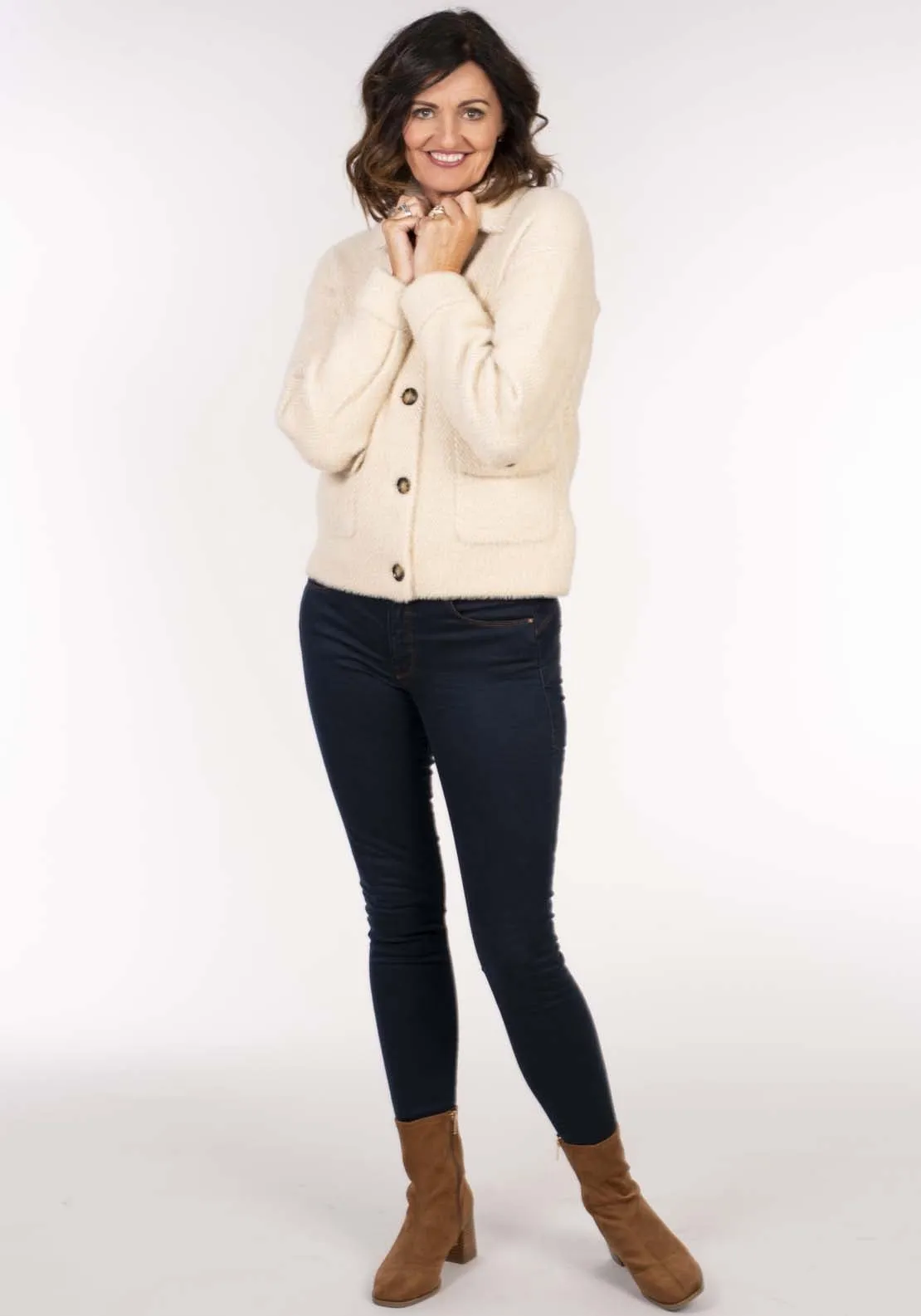 Fluffy Yarn Jacket - White