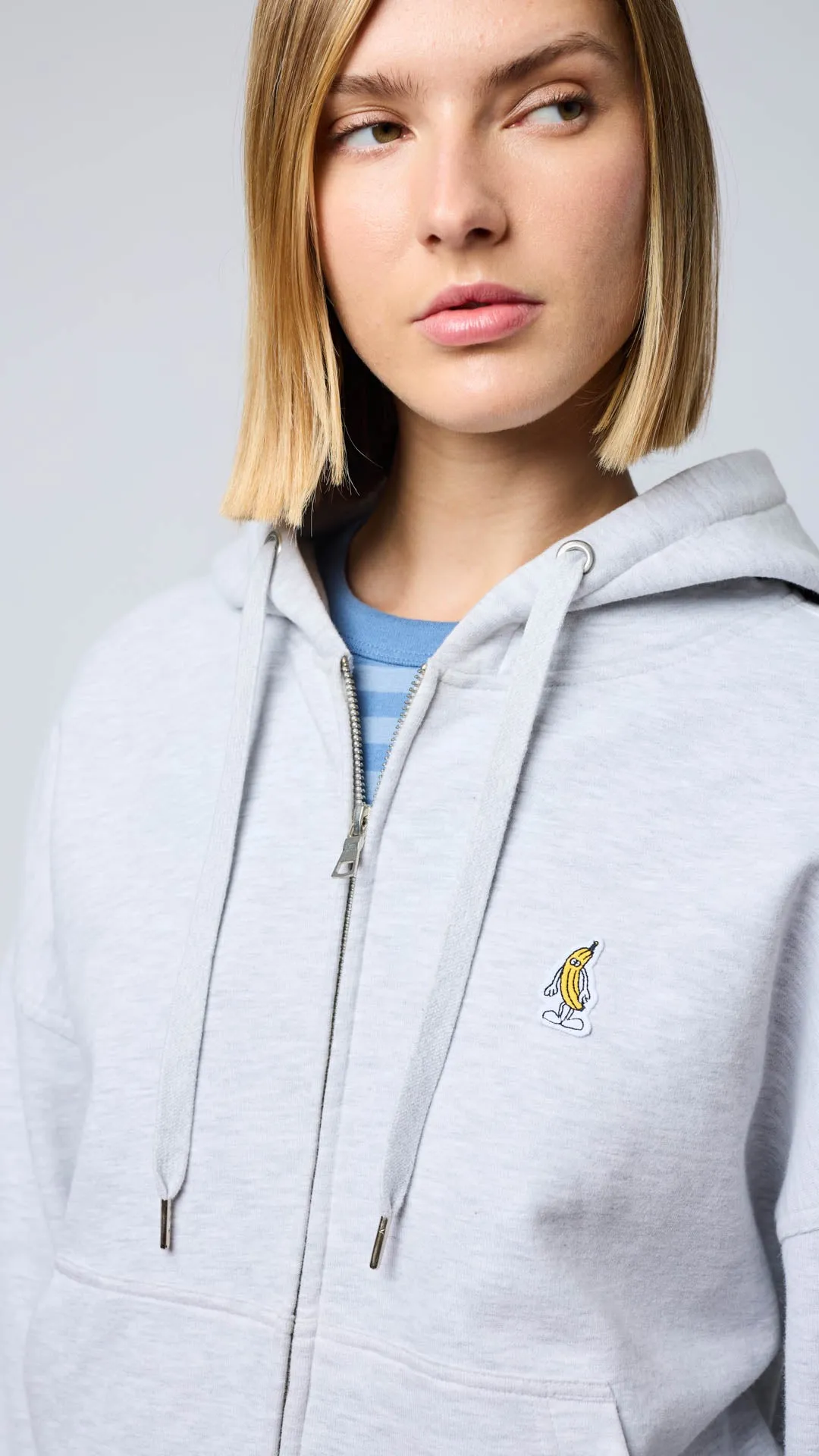 FULL ZIP HOODIE BANANA LIGHT GREY MELANGE