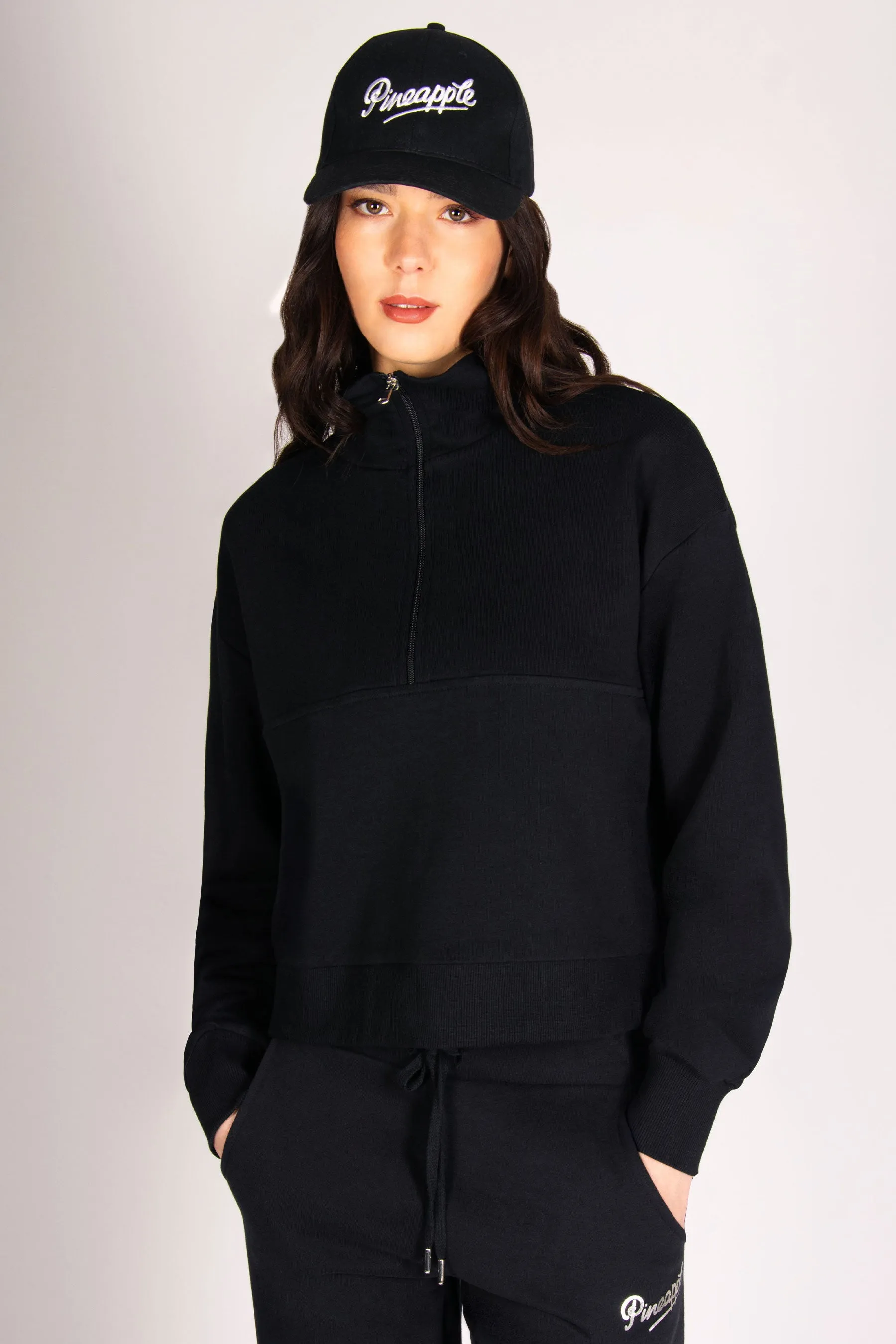 Funnel Neck Half Zip Sweatshirt