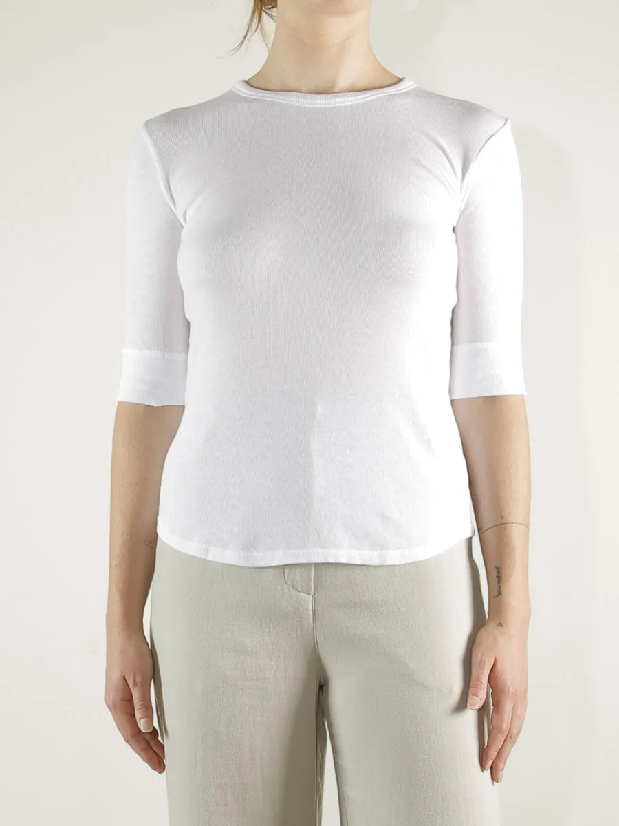 Giada Slim Crew in Lightweight Rib - White