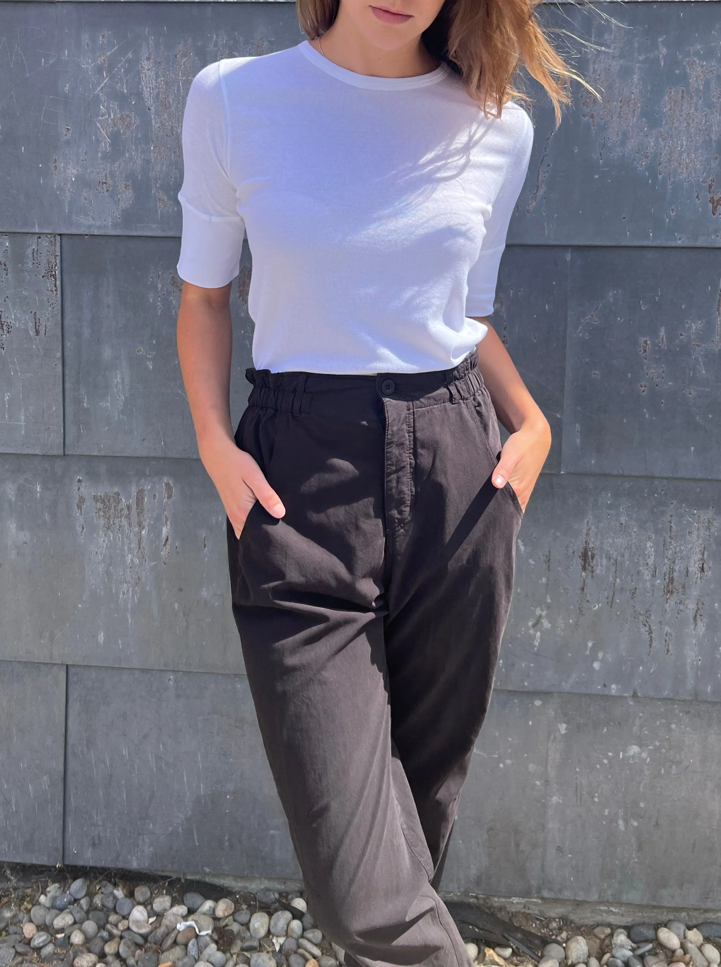Giada Slim Crew in Lightweight Rib - White