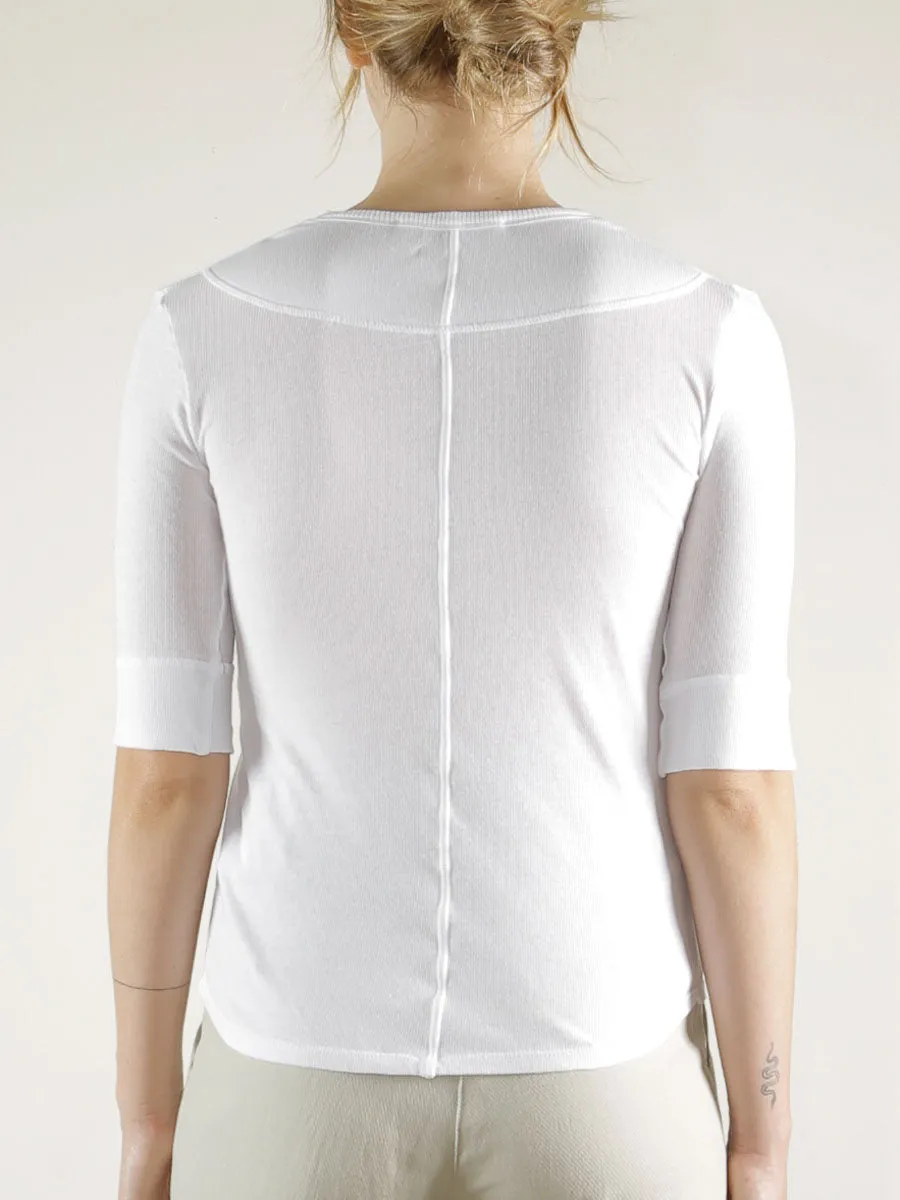 Giada Slim Crew in Lightweight Rib - White