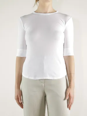 Giada Slim Crew in Lightweight Rib - White