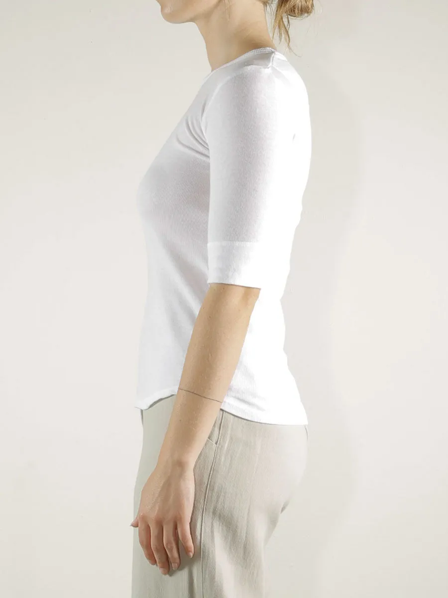 Giada Slim Crew in Lightweight Rib - White