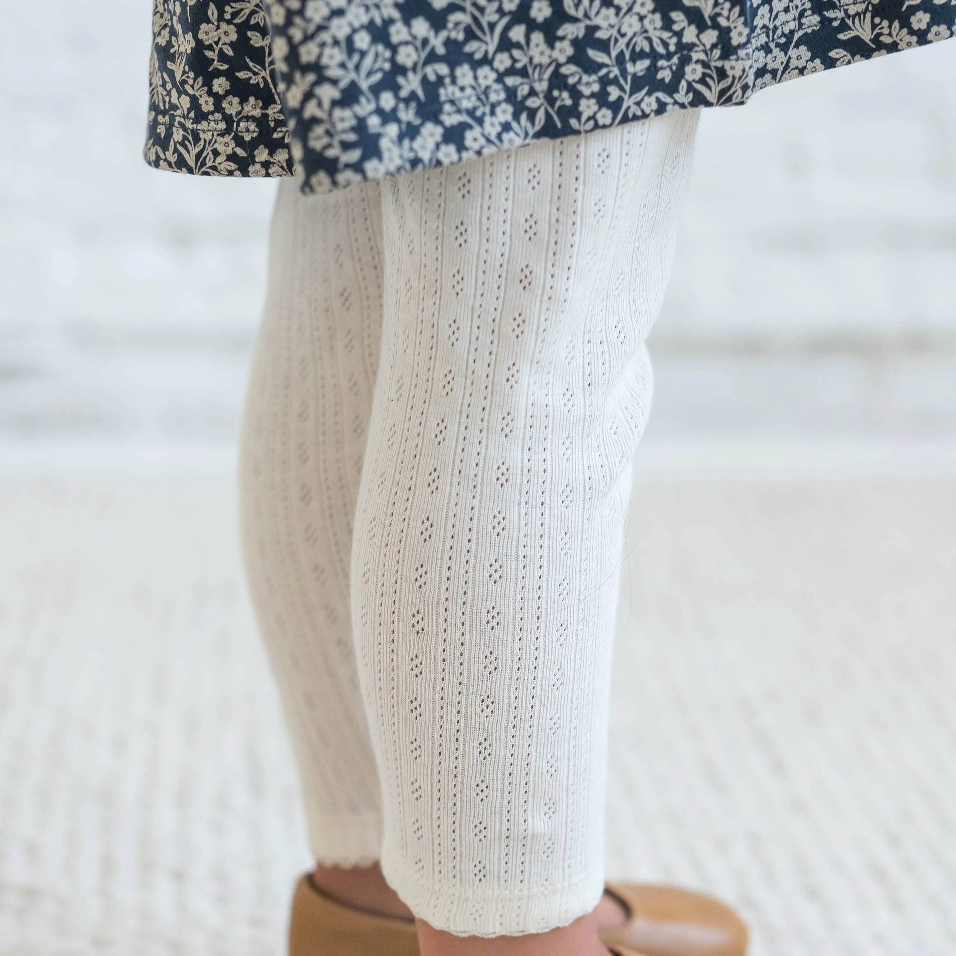 Gina Pointelle Leggings - Ivory