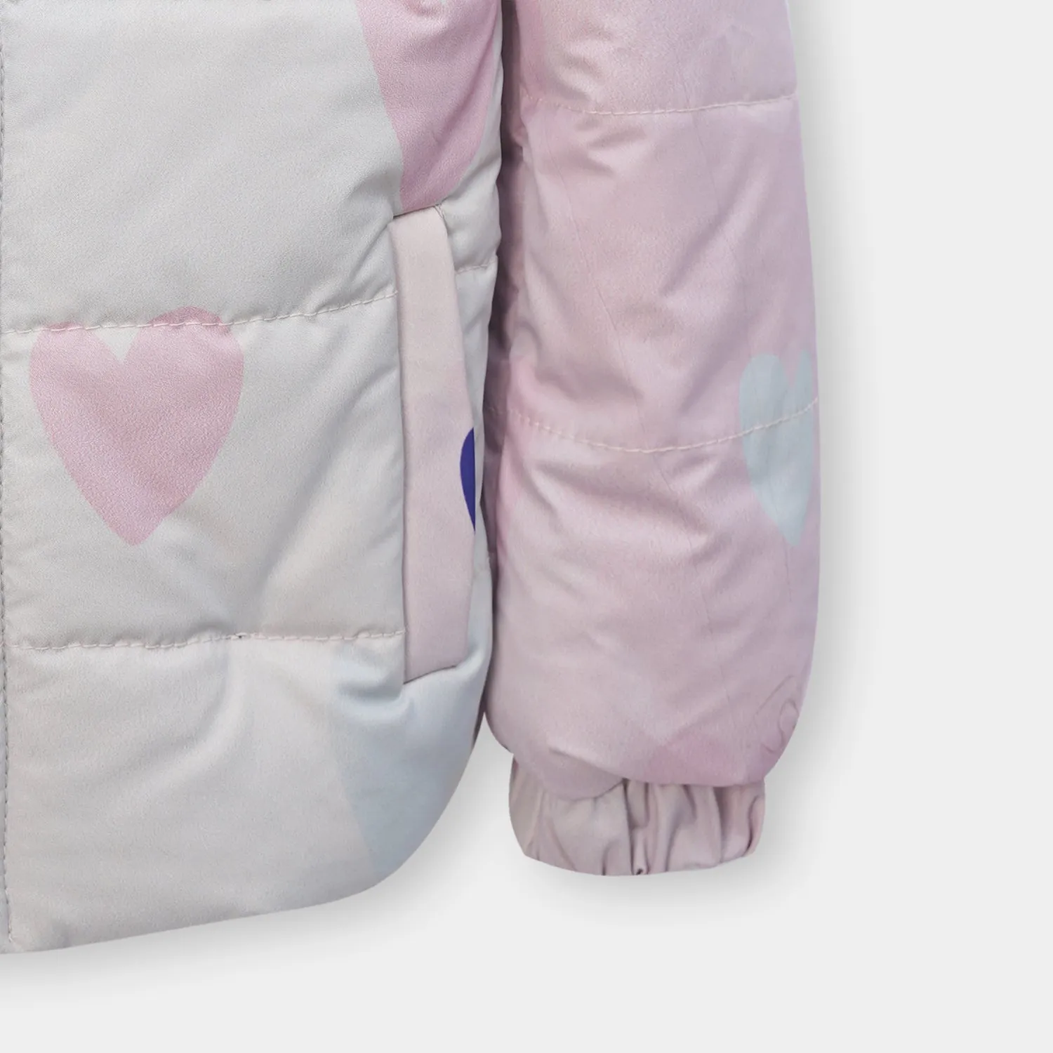 Girls Premium Quality Heart Printed Zipper Hoodie Jacket