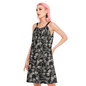 Gothic Floral A-line Tank Dress | Cotton