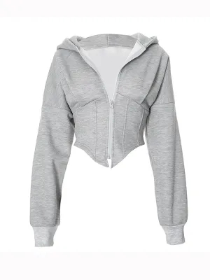 Gray Solid Vintage Oversize Hoodie