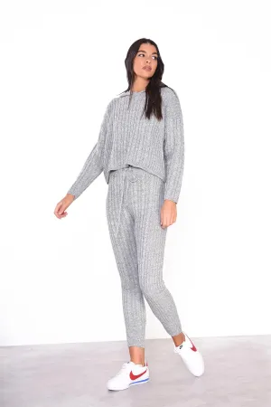 Grey-Marl Long-Sleeves-Hooded-Jumper