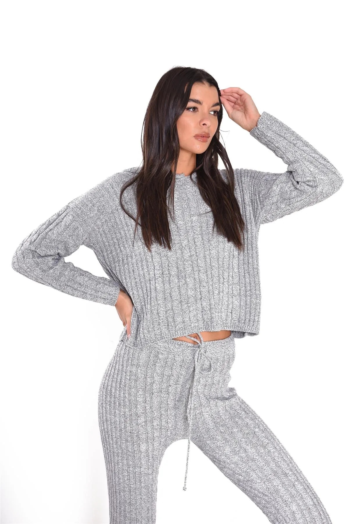 Grey-Marl Long-Sleeves-Hooded-Jumper