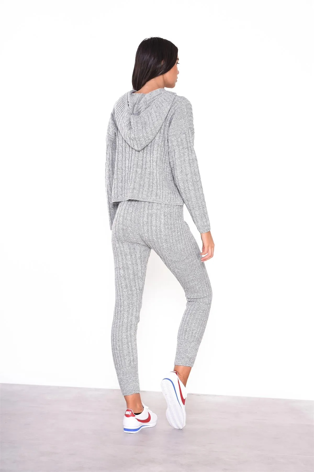 Grey-Marl Long-Sleeves-Hooded-Jumper