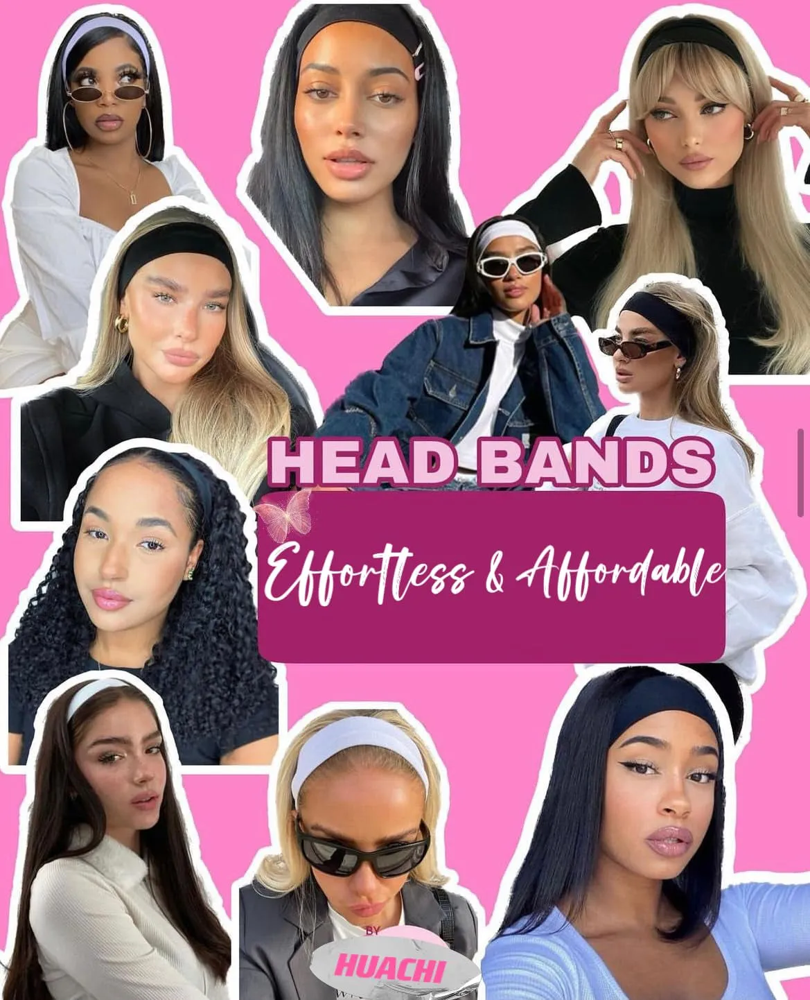 Headbands for Women 16 Pack Elastic Hair Bands for Women' Hair Non Slip Soft Cloth Fabric Headbands Women Hair Accessories, Black White Gray Women Headbands