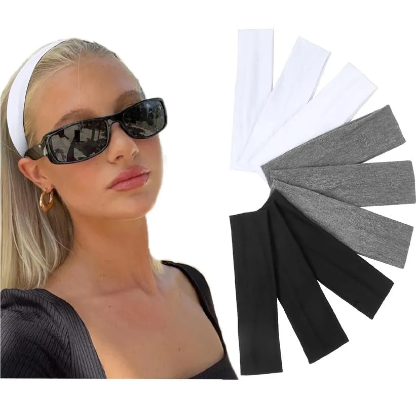 Headbands for Women 16 Pack Elastic Hair Bands for Women' Hair Non Slip Soft Cloth Fabric Headbands Women Hair Accessories, Black White Gray Women Headbands