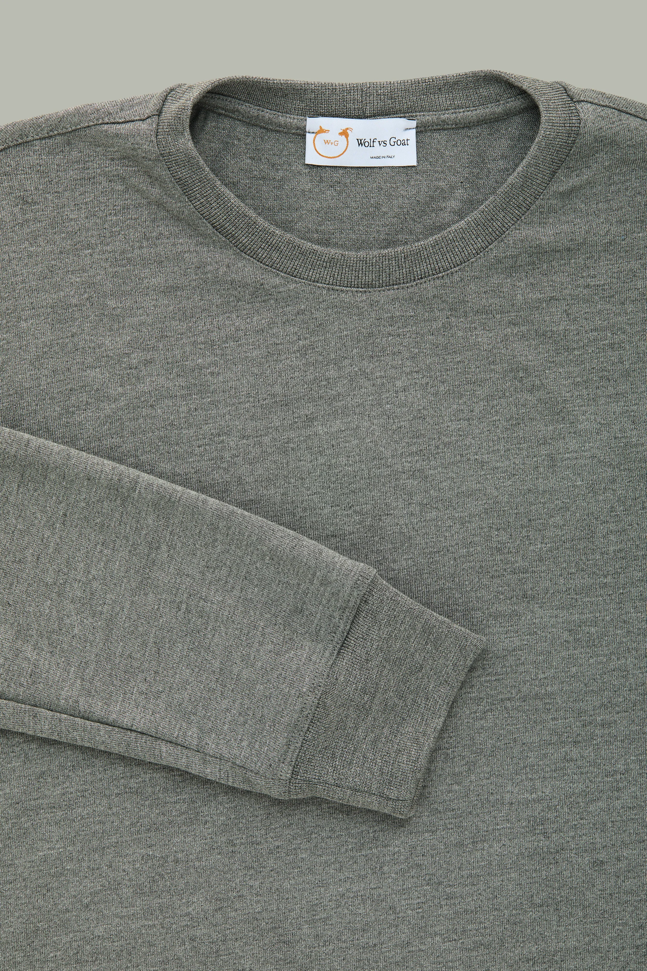 Heavyweight Long Sleeve Bamboo Sorona Jersey Crewneck Grey
