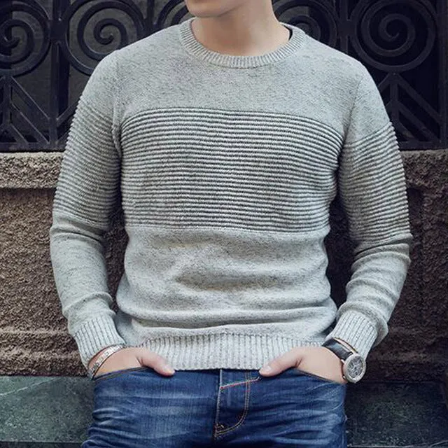 HEE GRAND Men Casual Sweater 2018 New Arrilval O-Neck Full Sleeve Solid Color Slim Fitted Male Pullovers Size M-3XL MZM534