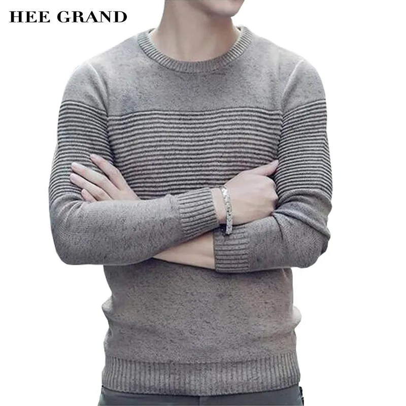 HEE GRAND Men Casual Sweater 2018 New Arrilval O-Neck Full Sleeve Solid Color Slim Fitted Male Pullovers Size M-3XL MZM534