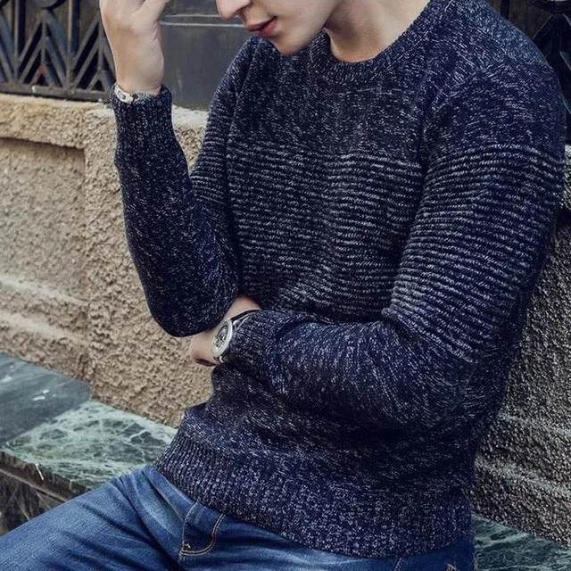 HEE GRAND Men Casual Sweater 2018 New Arrilval O-Neck Full Sleeve Solid Color Slim Fitted Male Pullovers Size M-3XL MZM534