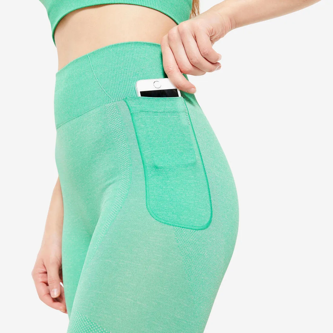 High-Waisted Seamless Fitness Leggings with Phone Pocket