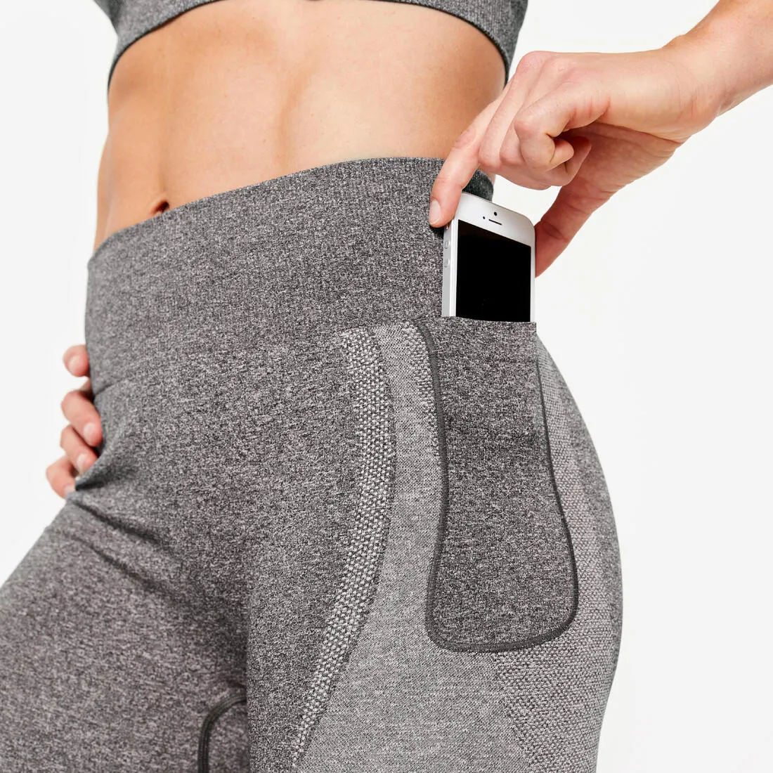 High-Waisted Seamless Fitness Leggings with Phone Pocket