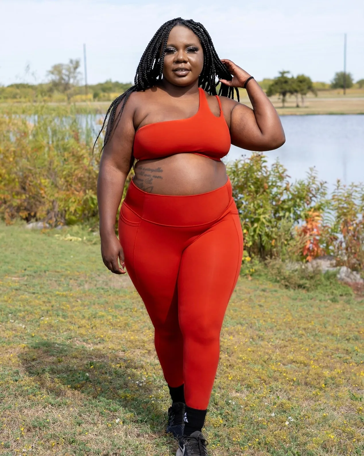 High Waisted Uplift Leggings- Cherry Red