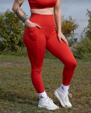 High Waisted Uplift Leggings- Cherry Red