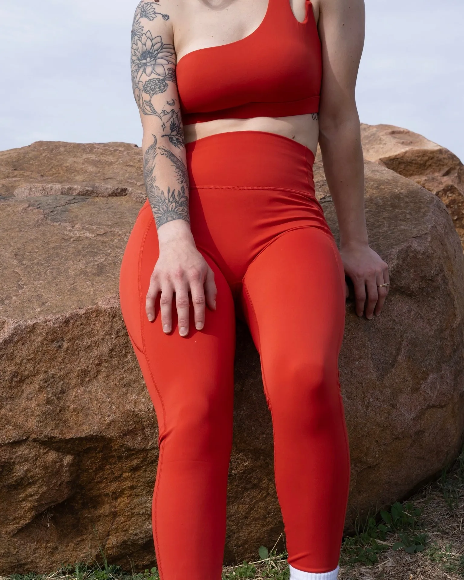 High Waisted Uplift Leggings- Cherry Red