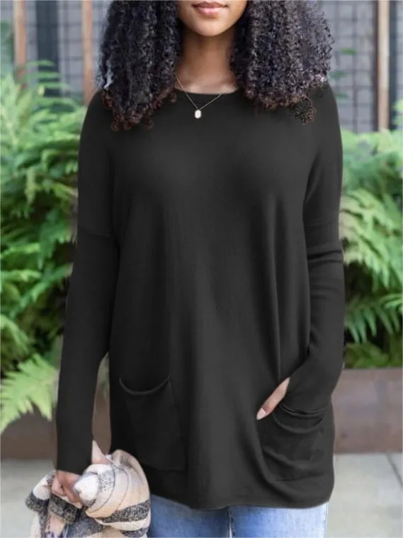 💥HOT SALE 49% OFF💥LONG SLEEVE THUMBHOLE SWEATER POCKET TUNIC