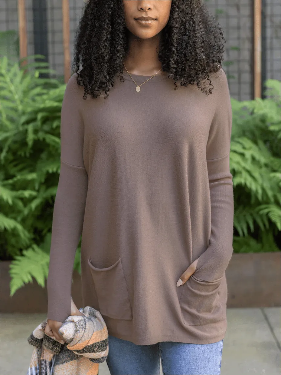 💥HOT SALE 49% OFF💥LONG SLEEVE THUMBHOLE SWEATER POCKET TUNIC