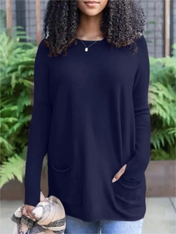 💥HOT SALE 49% OFF💥LONG SLEEVE THUMBHOLE SWEATER POCKET TUNIC