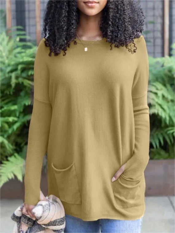 💥HOT SALE 49% OFF💥LONG SLEEVE THUMBHOLE SWEATER POCKET TUNIC