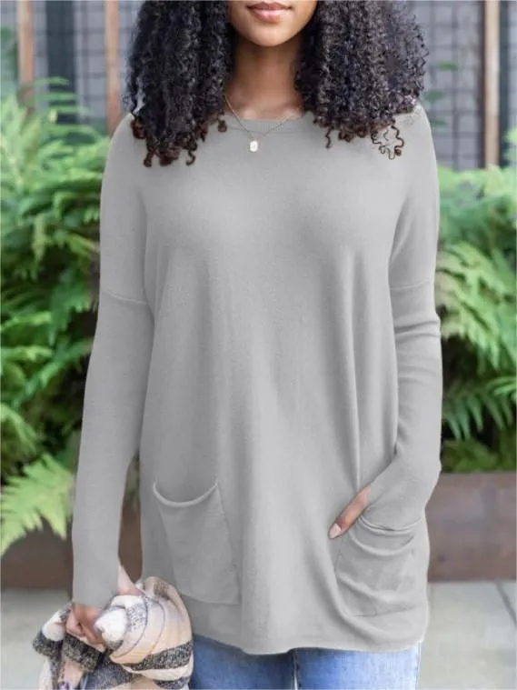 💥HOT SALE 49% OFF💥LONG SLEEVE THUMBHOLE SWEATER POCKET TUNIC