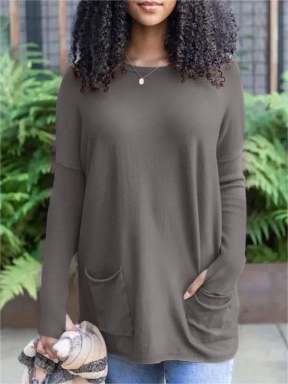 💥HOT SALE 49% OFF💥LONG SLEEVE THUMBHOLE SWEATER POCKET TUNIC
