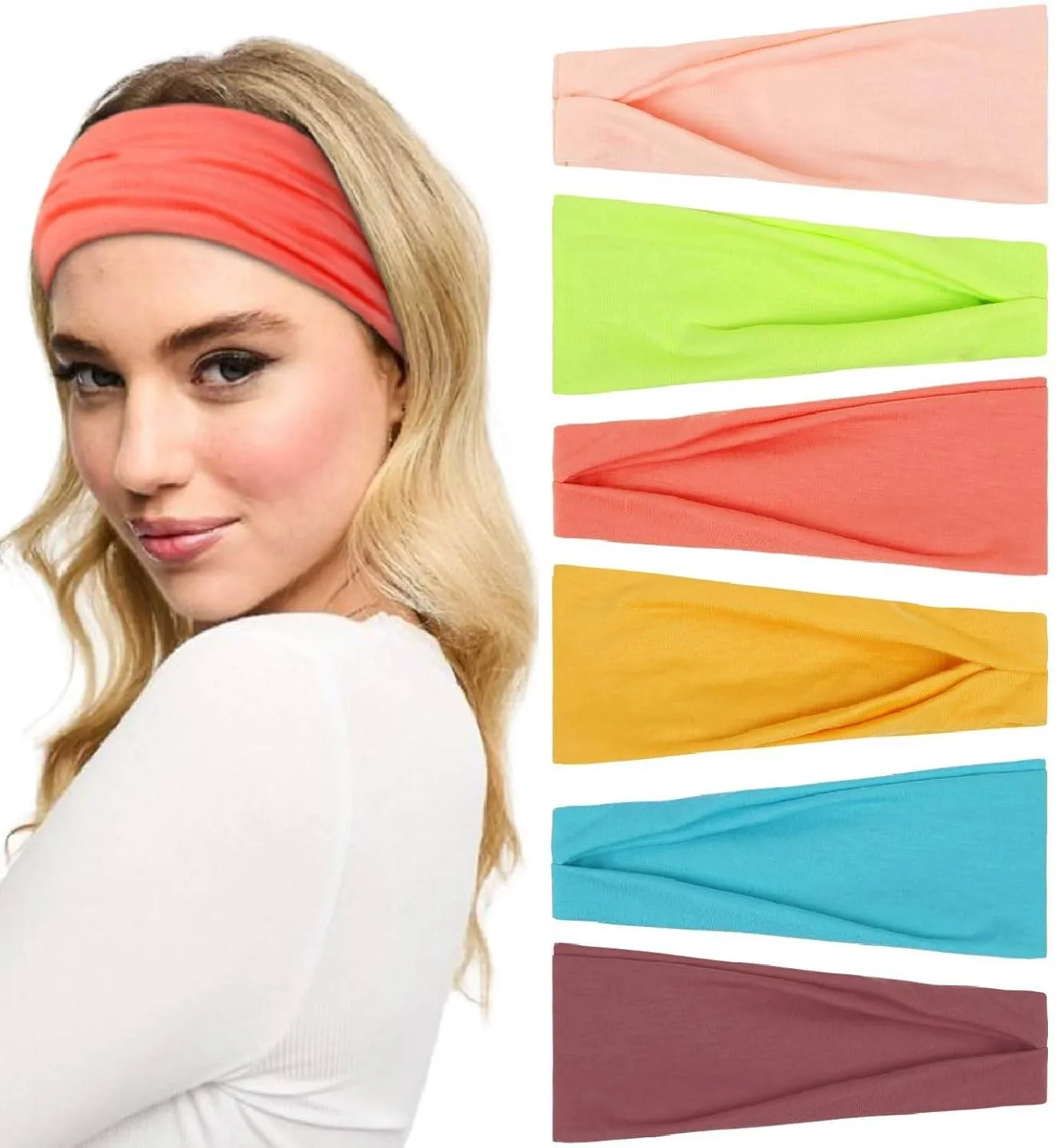 Huachi Non Slip Headbands for Fashion Workout Yoga Sports Exercise Sweatbands Summer Accessories Elastic Bands