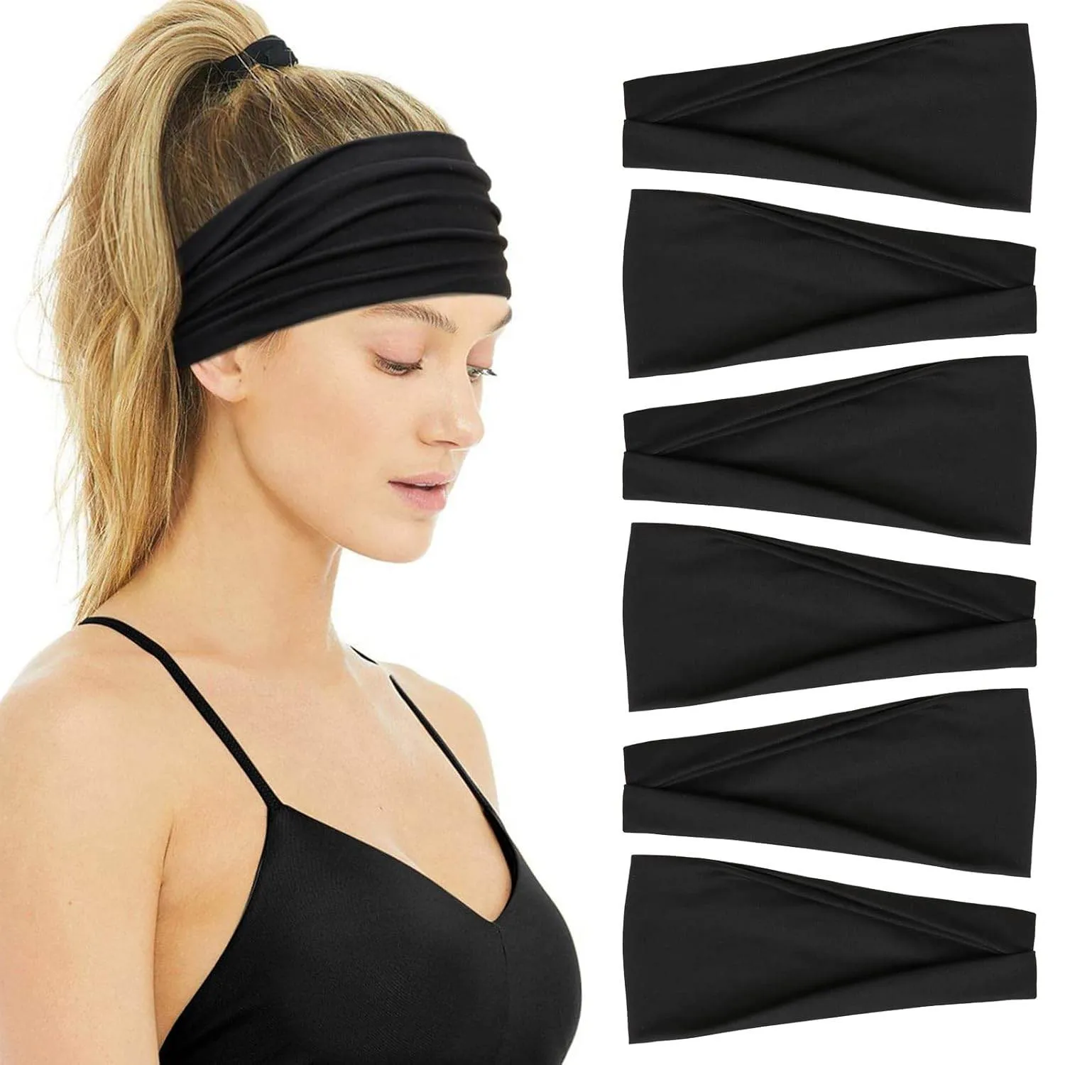Huachi Non Slip Headbands for Fashion Workout Yoga Sports Exercise Sweatbands Summer Accessories Elastic Bands